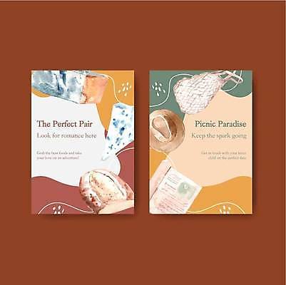 EPS 해외이미지 포스터 빵 일러스트 디저트 치즈 사람없음 책 소풍 앞치마 베이지색 네트백 해외일러스트 음식 컬러 가방 유제품 야외활동 파일형식 벡터 이미지허브