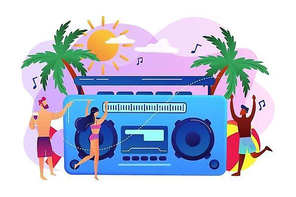 EPS 해외이미지 전신 라이프스타일 여자 남자 수영복 음악 와인잔 일러스트 서기 들기 성인 세명 야자수 태양 와인 만세 춤 비치볼 즐거움 라디오 튜브 얼굴없음 성인만 해외일러스트 자연요소 나무 옷 감정 술잔 공 모션 문화예술 바캉스용품 주류 사람 생활 전자제품 파일형식 벡터 이미지허브