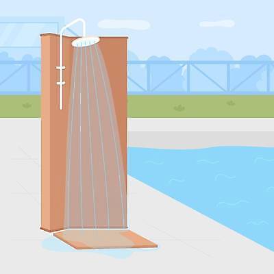 EPS 해외이미지 일러스트 수영장 사람없음 야외 샤워실 해외일러스트 샤워시설 파일형식 벡터 이미지허브