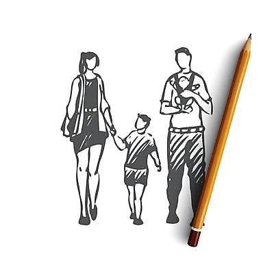 EPS 해외이미지 라이프스타일 여자 남자 행복 어린이 컨셉 일러스트 가족 안기 엄마 사람모양 함께함 사랑 사람 소년 여러명 성인 걷기 손잡기 아기 아빠 스케치 손그림 아기띠 해외일러스트 모양 감정 다수 관계 모션 미술 생활 아기용품 파일형식 벡터 이미지허브