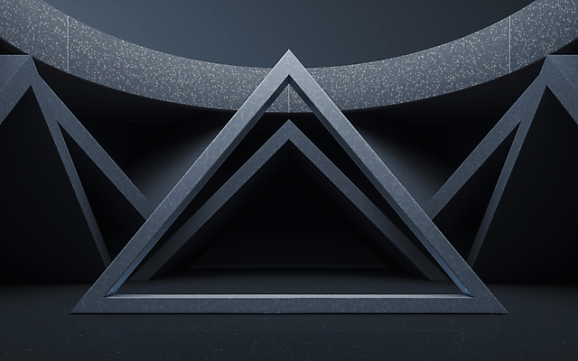 포토 JPG 해외이미지 사람없음 내부 3D 검은색 어둠 공간 삼각형 비어있는 해외포토 도형 컬러 디지털합성 파일형식 이미지허브