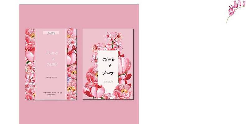 EPS 해외이미지 꽃 분홍색 일러스트 사람없음 봄 분위기 초대장 손그림 감성 해외일러스트 식물 계절 컬러 컨셉 카드_감사 파일형식 벡터 이미지허브