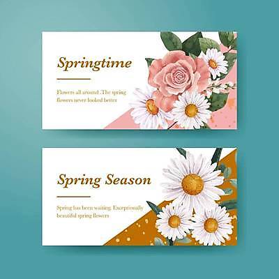 EPS 해외이미지 템플릿 분홍색 잎 일러스트 사람없음 장미 갈색 봄 흰색 데이지 소셜네트워크 해외일러스트 식물 계절 꽃 컬러 파일형식 벡터 이미지허브