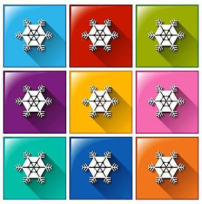 EPS 해외이미지 일러스트 버튼 사람없음 컬러풀 눈꽃무늬 해외일러스트 컬러 무늬 눈꽃 파일형식 벡터 이미지허브