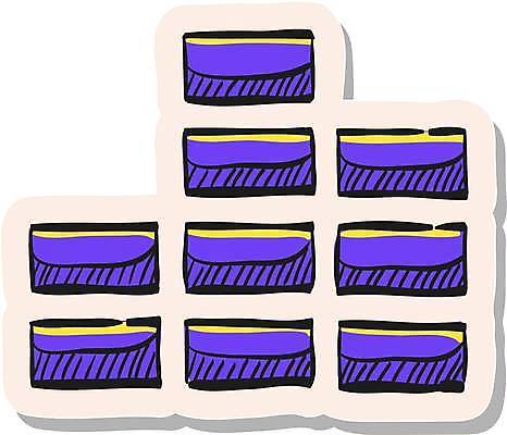 EPS 해외이미지 스티커 일러스트 사람없음 쌓기 사각형 보라색 볼륨 심볼 이퀄라이저 해외일러스트 도형 컬러 모션 파일형식 벡터 이미지허브
