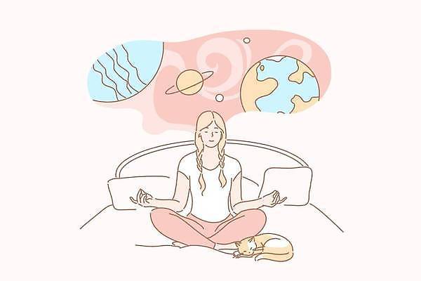 EPS 해외이미지 캐릭터 여자 행복 포즈 백그라운드 생각 일러스트 요가 상상 탁자 휴식 산 스트레스 주택 아이디어 건강 미소 사람 반려동물 평화 우주 고양이 꿈 행성 침대 자신감 플랫 확대 만화 명상 컨설턴트 심플 안심 돌봄 해외일러스트 일러캐릭터 동물 웰빙 감정 가구 컨셉 포유류 모션 표정 육류 건물 전문직 상담 파일형식 벡터 이미지허브