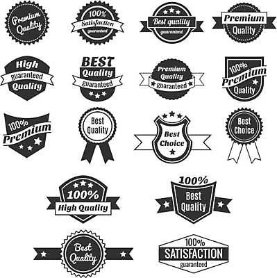 EPS 해외이미지 별 리본 일러스트 사람없음 세트 라벨 검은색 원형 심플 배지 프리미엄 해외일러스트 자연요소 도형 컬러 프레임 파일형식 벡터 이미지허브