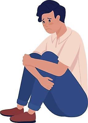 EPS 해외이미지 전신 남자 일러스트 한명 앉기 성인 슬픔 웅크림 우울감 우울증 성인남자한명만 해외일러스트 1 감정 모션 사람 질병 남자한명만 성인남자만 파일형식 벡터 이미지허브