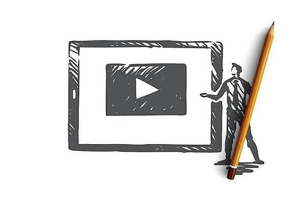 EPS 해외이미지 전신 응시 남자 일러스트 한명 서기 성인 태블릿 디지털 가리킴 스케치 손그림 재생 동영상 동영상창 플레이어 얼굴없음 성인남자한명만 해외일러스트 1 시선 모션 미술 사람 손짓 전자제품 스마트기기 남자한명만 성인남자만 파일형식 벡터 이미지허브