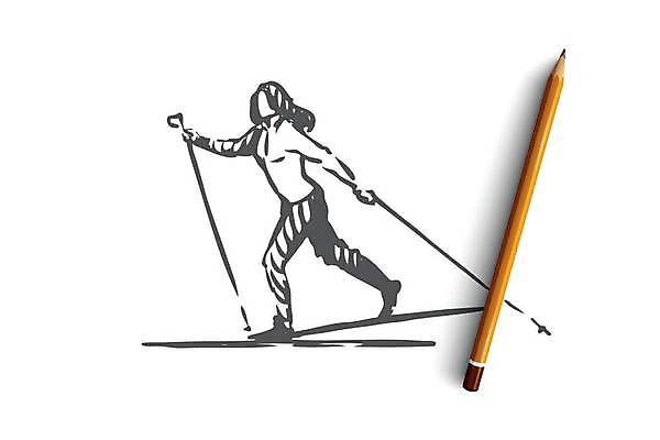 EPS 해외이미지 전신 여자 겨울 일러스트 스키 한명 스케치 손그림 스키선수 얼굴없음 성인여자한명만 해외일러스트 1 계절 겨울스포츠 운동선수 미술 사람 여자한명만 성인여자만 파일형식 벡터 이미지허브
