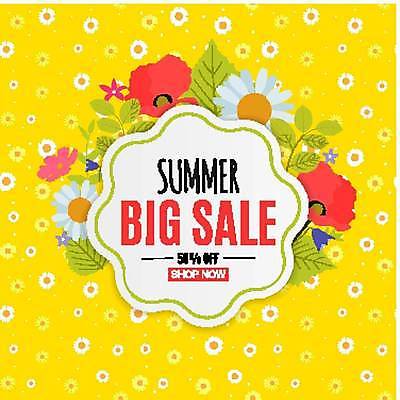 EPS 해외이미지 배너 꽃 잎 일러스트 이벤트 사람없음 노란색 세일 여름맞이 해외일러스트 식물 컬러 파일형식 벡터 여름_계절 이미지허브