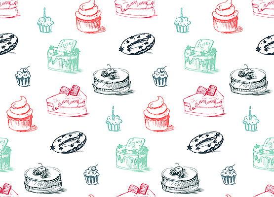 JPG 해외이미지 백그라운드 패턴 일러스트 사람없음 빵집 도넛 조각케이크 스케치 컵케이크 해외일러스트 무늬 디저트 미술 케이크 상점 파일형식 이미지허브