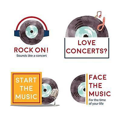 EPS 해외이미지 음악 일러스트 텍스트 타이포그라피 사람없음 헤드셋 심볼 마이크 브랜딩 해외일러스트 문자 음향기기 문화예술 헤드폰 파일형식 벡터 이미지허브