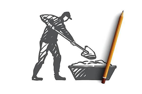 EPS 해외이미지 전신 남자 산업 일러스트 노동자 한명 들기 성인 장비 업무 작업 스케치 삽 시멘트 손그림 건축업자 섞기 콘크리트 얼굴없음 성인남자한명만 해외일러스트 직업 1 건축 모션 미술 사람 남자한명만 성인남자만 파일형식 벡터 이미지허브