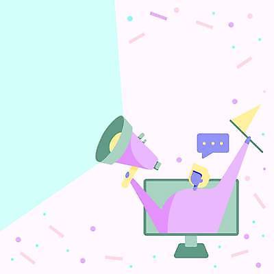 EPS 해외이미지 디자인 여자 백그라운드 컨셉 말풍선 일러스트 말하기 한명 들기 상반신 성인 모니터 확성기 외침 깃발 발표 메시지 성인여자한명만 카피스페이스 해외일러스트 1 모션 사람 컴퓨터 소리 공백 여자한명만 성인여자만 파일형식 벡터 이미지허브