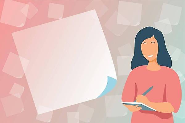 EPS 해외이미지 여자 종이 분홍색 백그라운드 일러스트 프레임 한명 들기 성인 공백 기록 비즈니스우먼 얼굴없음 성인여자한명만 카피스페이스 해외일러스트 1 컬러 비즈니스 모션 사람 직장인 여자한명만 성인여자만 파일형식 벡터 이미지허브