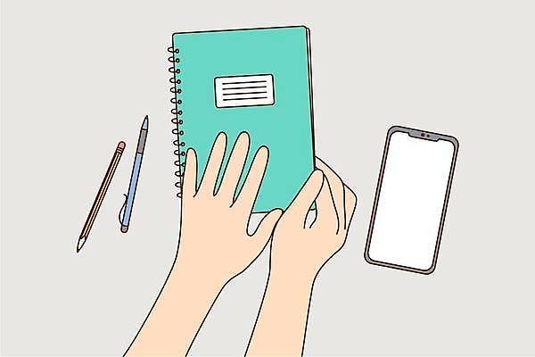 EPS 해외이미지 손 일러스트 비즈니스 신체부위 스마트폰 연필 볼펜 펼침 잡기 스프링노트 해외일러스트 모션 학용품 사람 핸드폰 스마트기기 필기구 펜 공책 파일형식 벡터 이미지허브