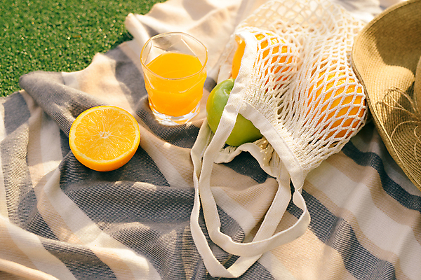 포토 JPG 해외이미지 주간 가방 오렌지 잔디 사람없음 야외 소풍 사과 오렌지주스 돗자리 밀짚모자 청사과 해외포토 자연요소 식물 모자_잡화 잡화 과일 야외활동 과일주스 파일형식 이미지허브