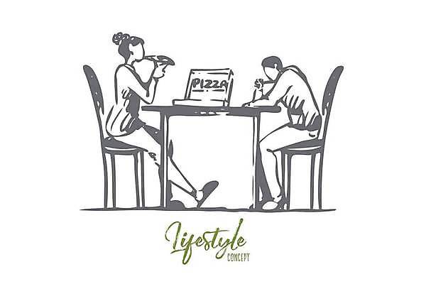 EPS 해외이미지 커플 여자 남자 커피 음료 음식 조각 컨셉 데이트 일러스트 관계 탁자 휴식 치즈 피자 함께함 대화 사랑 미소 사람 앉기 소년 컵 식당 저녁식사 이탈리아 우정 카페 낭만 뜨거움 날짜 스케치 먹기 손그림 질서 카페테리아 고립 맛있는 해외일러스트 식기 감정 유럽 어린이 가구 모션 유제품 패스트푸드 서양음식 표정 말하기 미술 친구 상점 식사 예절 파일형식 벡터 이미지허브