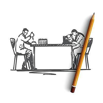 EPS 해외이미지 여자 남자 의자 일러스트 탁자 현미경 실험 마스크 들기 앉기 성인 두명 실험복 실험실 스포이트 스케치 과학자 손그림 얼굴없음 성인만 해외일러스트 직업 과학 가구 모션 실험기구 미술 사람 가운 피펫 학자 파일형식 벡터 이미지허브