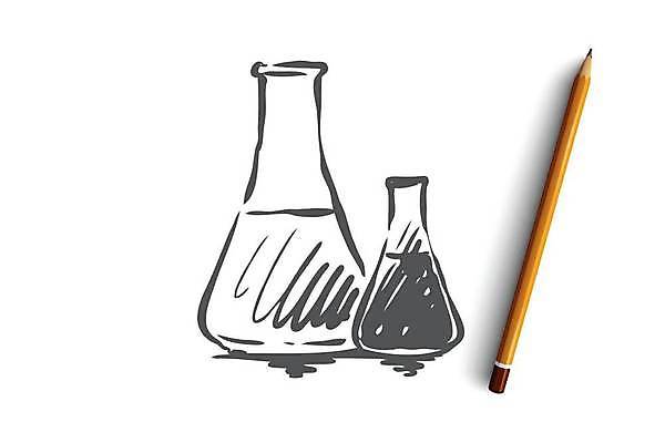 EPS 해외이미지 일러스트 실험 사람없음 스케치 삼각플라스크 손그림 해외일러스트 미술 플라스크 파일형식 벡터 이미지허브