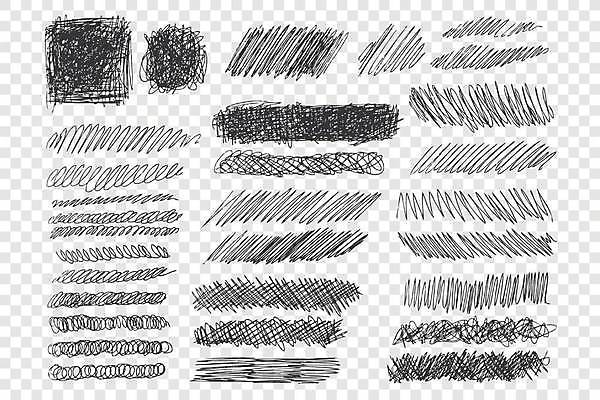 EPS 해외이미지 일러스트 사람없음 세트 낙서 라인아트 직선 손그림 엘리먼트 지그재그 해외일러스트 선 파일형식 벡터 이미지허브