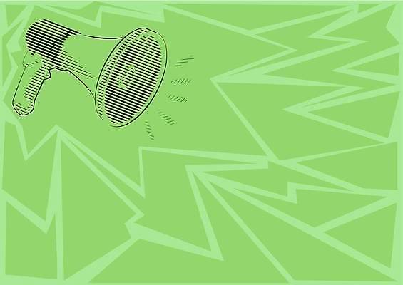 EPS 해외이미지 일러스트 사람없음 초록색 확성기 외침 알림 번개모양 카피스페이스 해외일러스트 모양 컬러 소리 공백 번개 파일형식 벡터 이미지허브