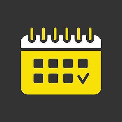 EPS 해외이미지 일러스트 사람없음 노란색 검은색 달력 흰색 체크표시 해외일러스트 컬러 확인 파일형식 벡터 이미지허브