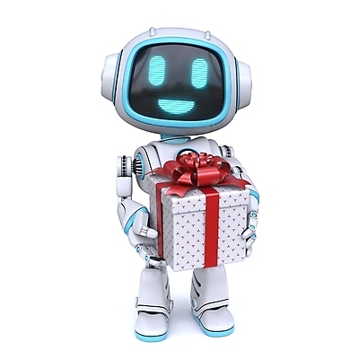 JPG 해외이미지 캐릭터 일러스트 들기 사람없음 선물상자 3D 로봇 AI_인공지능 해외일러스트 일러캐릭터 모션 선물 상자 디지털합성 파일형식 이미지허브