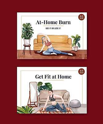 EPS 해외이미지 전신 라이프스타일 여자 화분 일러스트 요가 성인 두명 소파 매트 전신거울 성인여자만 해외일러스트 웰빙 의자 사람 생활 거울 여자만 성인만 파일형식 벡터 이미지허브