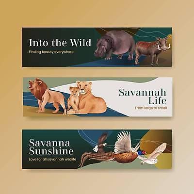EPS 해외이미지 템플릿 배너 가로배너 야생동물 새끼 여러마리 일러스트 사람없음 초록색 흰색 비행 독수리 하마 올빼미 멧돼지 숫사자 사바나 암사자 배너세트 해외일러스트 동물 컬러 다수 포유류 조류 가로 세트 사자 암컷 수컷 파일형식 벡터 이미지허브