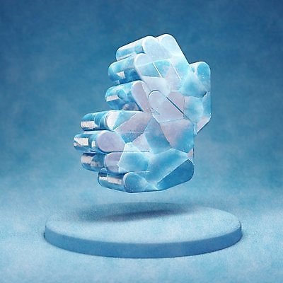 포토 JPG 해외이미지 사람없음 파란색 3D 얼음 입체 오브젝트 손모양 해외포토 수화언어 자연요소 모양 컬러 디지털합성 파일형식 손_신체부위 이미지허브