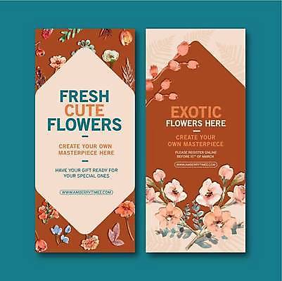 EPS 해외이미지 템플릿 열매 꽃 잎 일러스트 사람없음 갈색 튤립 나뭇가지 빈티지 감성 베이지색 해외일러스트 나무 식물 컬러 컨셉 파일형식 벡터 이미지허브