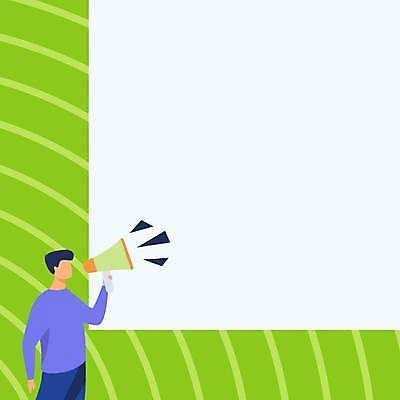 EPS 해외이미지 남자 백그라운드 일러스트 프레임 한명 들기 성인 연두색 확성기 외침 흰색 발표 플랫 얼굴없음 성인남자한명만 카피스페이스 해외일러스트 1 컬러 모션 사람 초록색 소리 공백 남자한명만 성인남자만 파일형식 벡터 이미지허브