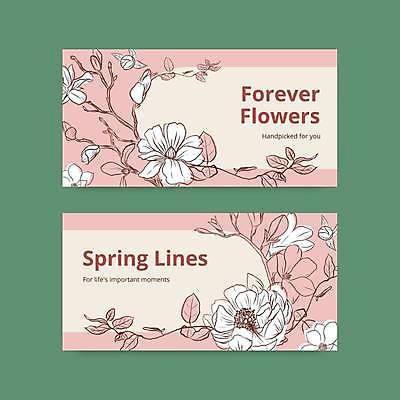 EPS 해외이미지 템플릿 분홍색 잎 일러스트 봄꽃 사람없음 봄 나뭇가지 소셜네트워크 해외일러스트 나무 식물 계절 꽃 컬러 파일형식 벡터 이미지허브