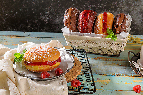 포토 JPG 해외이미지 디저트 실내 사람없음 바구니 도넛 산딸기 해외포토 음식 과일 내부 파일형식 이미지허브