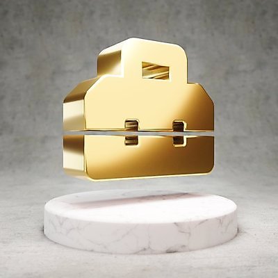 JPG 해외이미지 일러스트 사람없음 3D 디지털 금색 공구 황금 공구함 심볼 광택 해외일러스트 컬러 도구 디지털합성 파일형식 이미지허브