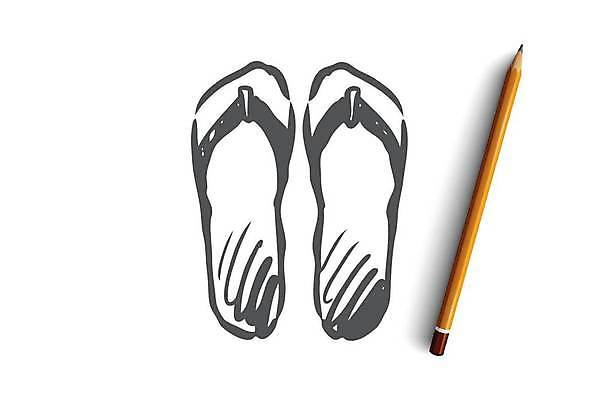 EPS 해외이미지 일러스트 사람없음 연필 쪼리 스케치 오브젝트 손그림 해외일러스트 학용품 미술 필기구 샌들 파일형식 벡터 이미지허브