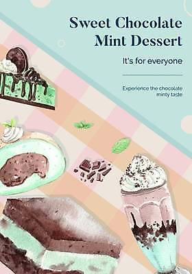 EPS 해외이미지 포스터 일러스트 아이스크림 디저트 수채화 사람없음 케이크 식당 초콜릿 달콤 민트 허브 민트초코 해외일러스트 식물 음식 상점 맛 파일형식 벡터 이미지허브