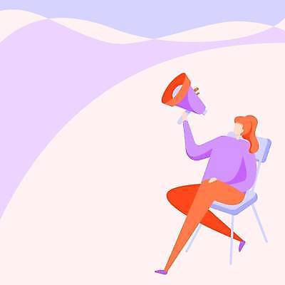 EPS 해외이미지 전신 여자 의자 일러스트 프레임 한명 들기 앉기 성인 보라색 확성기 외침 발표 얼굴없음 성인여자한명만 카피스페이스 해외일러스트 1 컬러 가구 모션 사람 소리 공백 여자한명만 성인여자만 파일형식 벡터 이미지허브