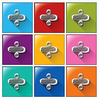 EPS 해외이미지 일러스트 버튼 사람없음 컬러풀 나눗셈 해외일러스트 컬러 수학 사칙연산 파일형식 벡터 이미지허브