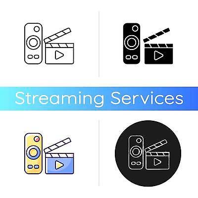 EPS 해외이미지 일러스트 사람없음 플랫 리모컨 클래퍼보드 재생 영상 영상물 스트리밍 해외일러스트 방송 파일형식 벡터 이미지허브