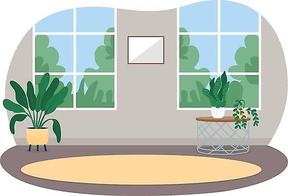 EPS 해외이미지 일러스트 창문 가정 사람없음 내부 카펫 편안함 심플 리빙 해외일러스트 감각 파일형식 벡터 이미지허브