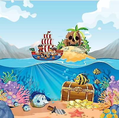 EPS 해외이미지 클립아트 어린이 바다 섬 여행 백그라운드 일러스트 휴가 어류 미술 풍경 야외 그래픽 물 여름 수중 그림 클립 장면 해적 보물 궤 해외일러스트 자연요소 계절 문화예술 사람 수중동물 도둑 파일형식 벡터 이미지허브