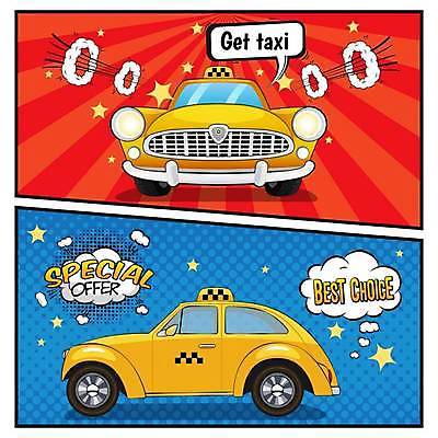 EPS 해외이미지 말풍선 일러스트 자동차 사람없음 빨간색 파란색 노란색 팝아트 택시 코믹 카툰스타일 해외일러스트 육상교통 컬러 승용차 그림 파일형식 벡터 이미지허브