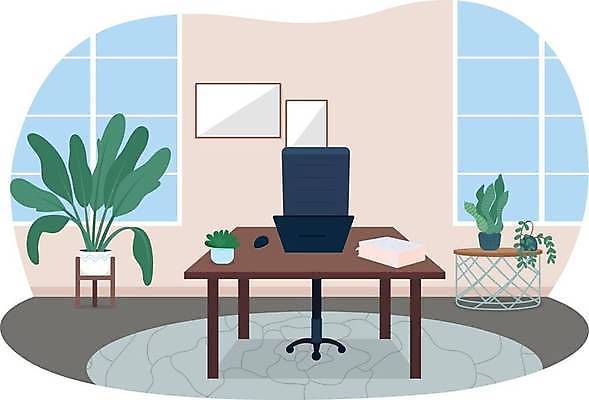 EPS 해외이미지 의자 일러스트 직장 사람없음 노트북 컴퓨터 사무실 업무 만화 책상 해외일러스트 가구 회사 비즈니스 전자제품 작업 파일형식 벡터 이미지허브