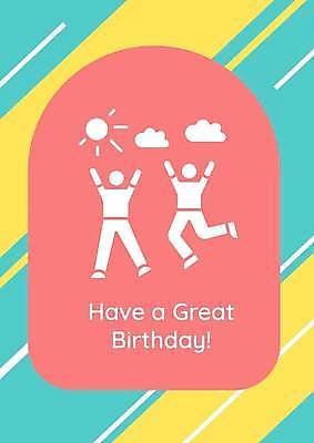 EPS 해외이미지 템플릿 일러스트 사람모양 사람없음 컬러풀 태양 점프 만세 생일 생일축하 생일카드 해외일러스트 자연요소 모양 기념일 컬러 모션 카드_감사 축하 파일형식 벡터 이미지허브