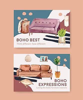 EPS 해외이미지 화분 액자 쿠션 일러스트 수채화 사람없음 내부 인테리어 소파 리빙 해외일러스트 디자인 의자 파일형식 벡터 이미지허브