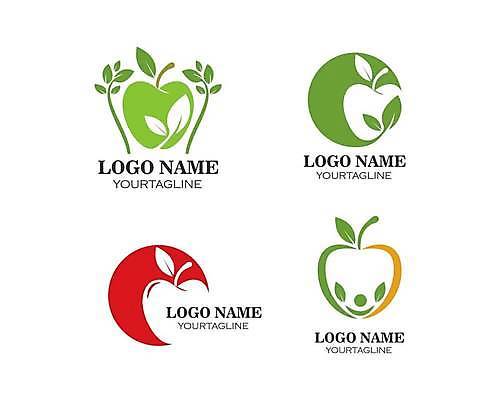 EPS 해외이미지 디자인 잎 농업 과일 일러스트 사람없음 사과 심볼 유기농 해외일러스트 식물 웰빙 산업 파일형식 벡터 이미지허브