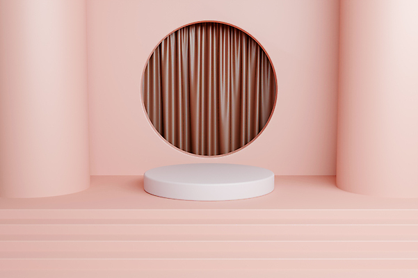 JPG 해외이미지 분홍색 일러스트 사람없음 3D 커튼 원형 단상 해외일러스트 해외포토 포토 도형 컬러 디지털합성 파일형식 이미지허브